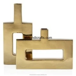 Vintage Farmhouse Steel Iron Golden Powder Coated Gold Rectangular Small Medium Big Small Medium Big Tall Mini Large Floor Vase