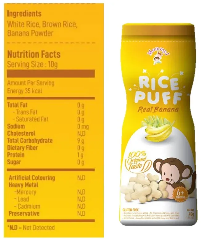 Malaysia-Made Halal Baby Rice Puffs Gluten-Free Blueberry Puree Snacks Sugar-Free and Shelf Life of 12 Months