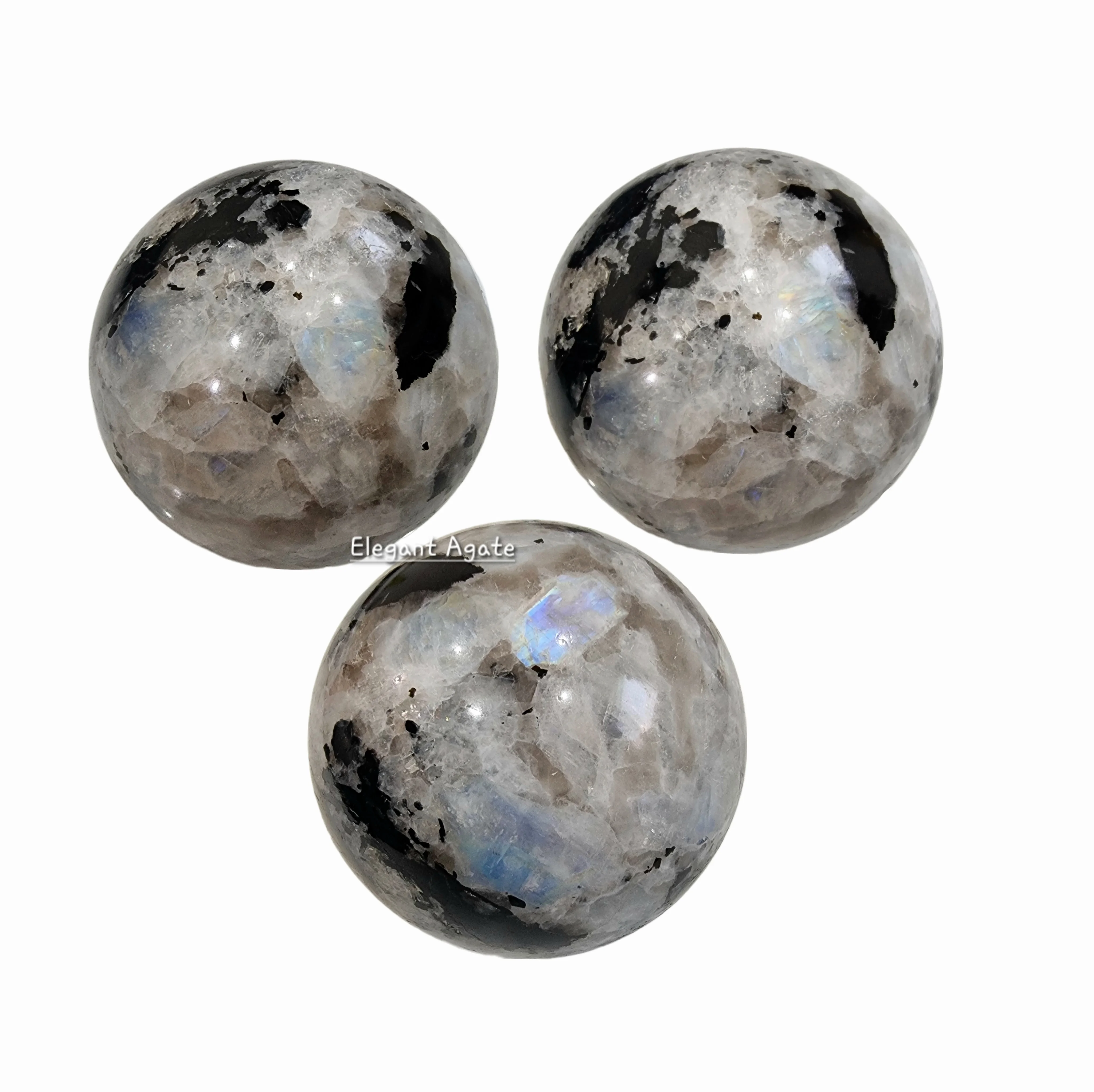 FLASHY RAINBOW MOONSTONE SPHERE TOP POLISHED CRYSTAL WHITE MOONSTONE BALL HEALING MEDITATION BALL FENG SHUI FROM ELEGANT AGATE