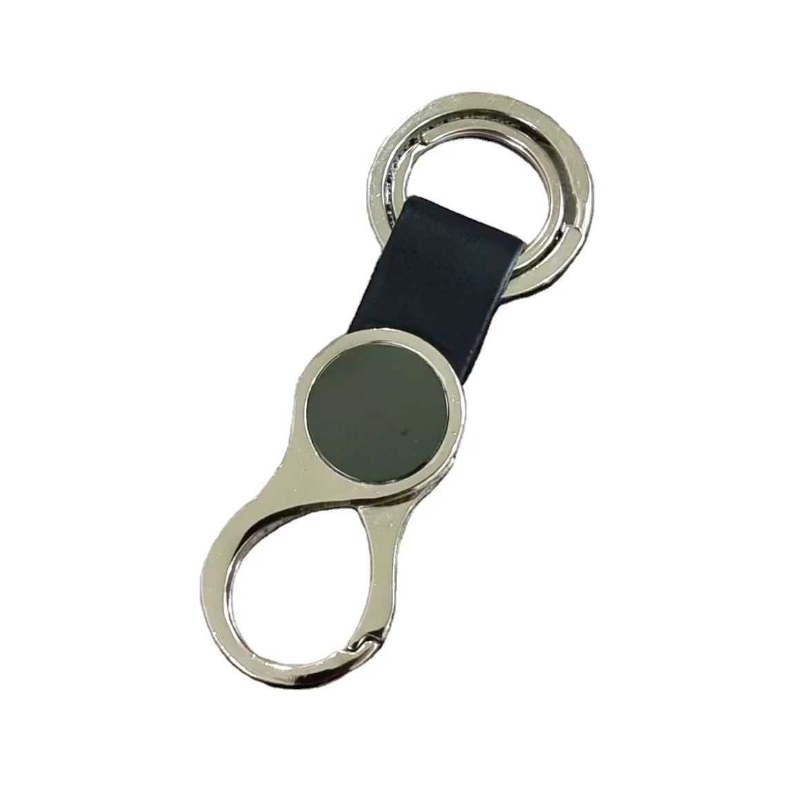 Stylish Heavy Duty Alloy Double Ring Keychain Press Hook Black Bottle Opener Holder Bikes Cars Men Women-Promotional Carabiners