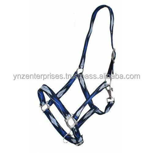Adjustable Nylon Rope Horse Halter with Nylon Rope Lead Red Black