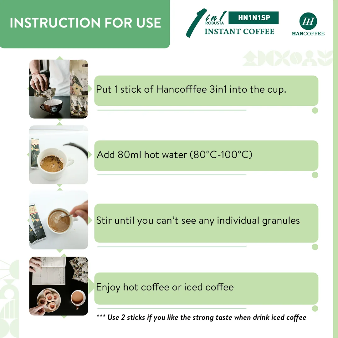 Vietnamese 1 in 1 Instant Robusta Arabica Coffee Spray Dried and Roasted Bulk or Bag Packaging OEM ODM Cheap Price