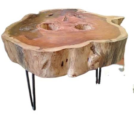 Reclaimed Mahagoni round natural table, cheap round table
