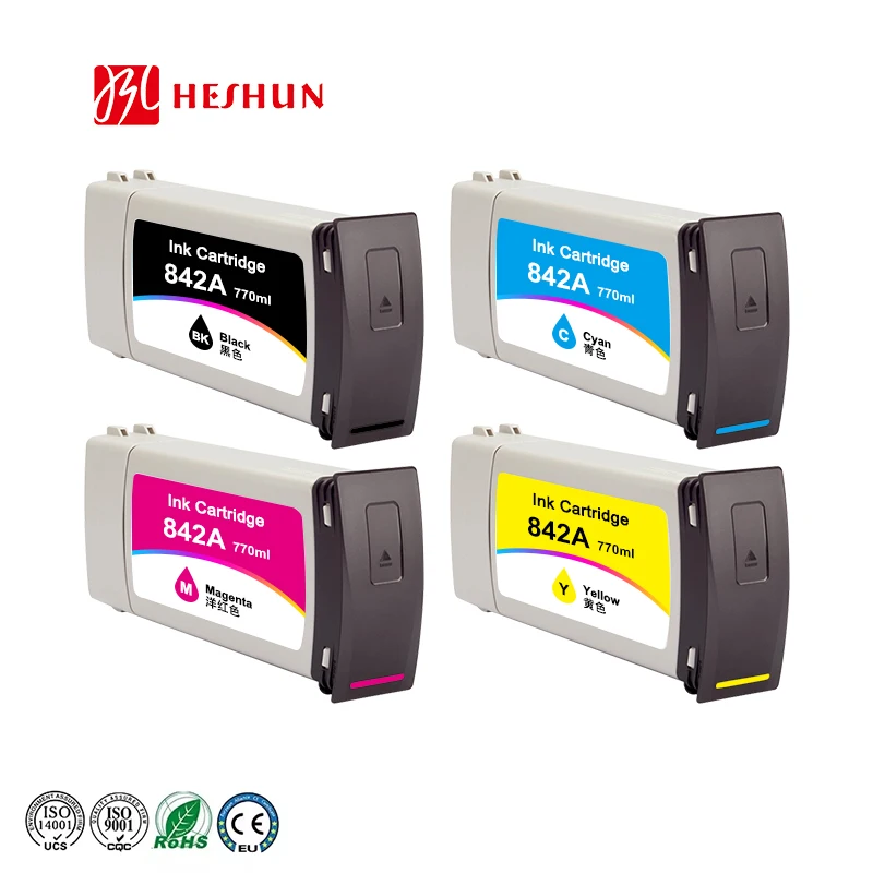 HS C1Q45A-C1Q48A 770ml cartridges For HP PageWide XL 8000 Printer For HP 842 842A 100% New Reman Ink Cartridge With Pigment Ink