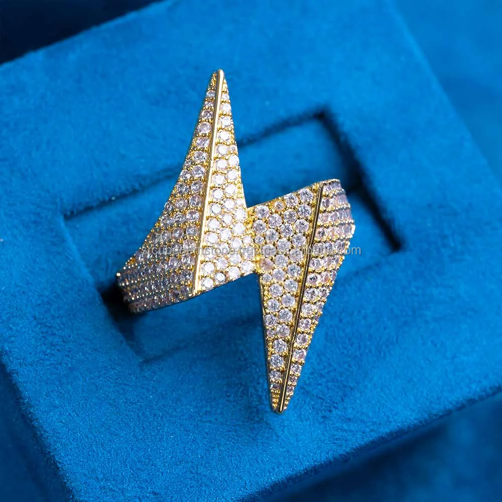 Customized Luxury Design 925 Sterling Silver Ring Vvs Moissanite Hip Hop Iced Out Bolt  Ring Real 14k Gold Men Ring