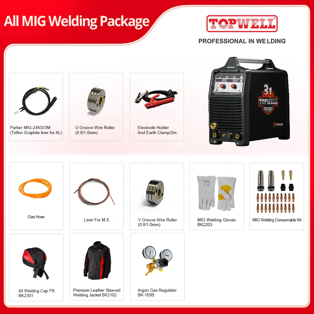 TOPWELL 3in1 Portable Tig welding machine ProMIG-200SYN Pulse