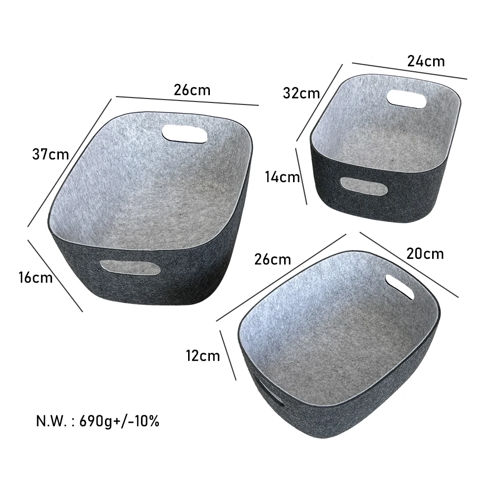 Nordic Household Desktop Storage Basket thermoforming rpet felt living storage box for wardrobe