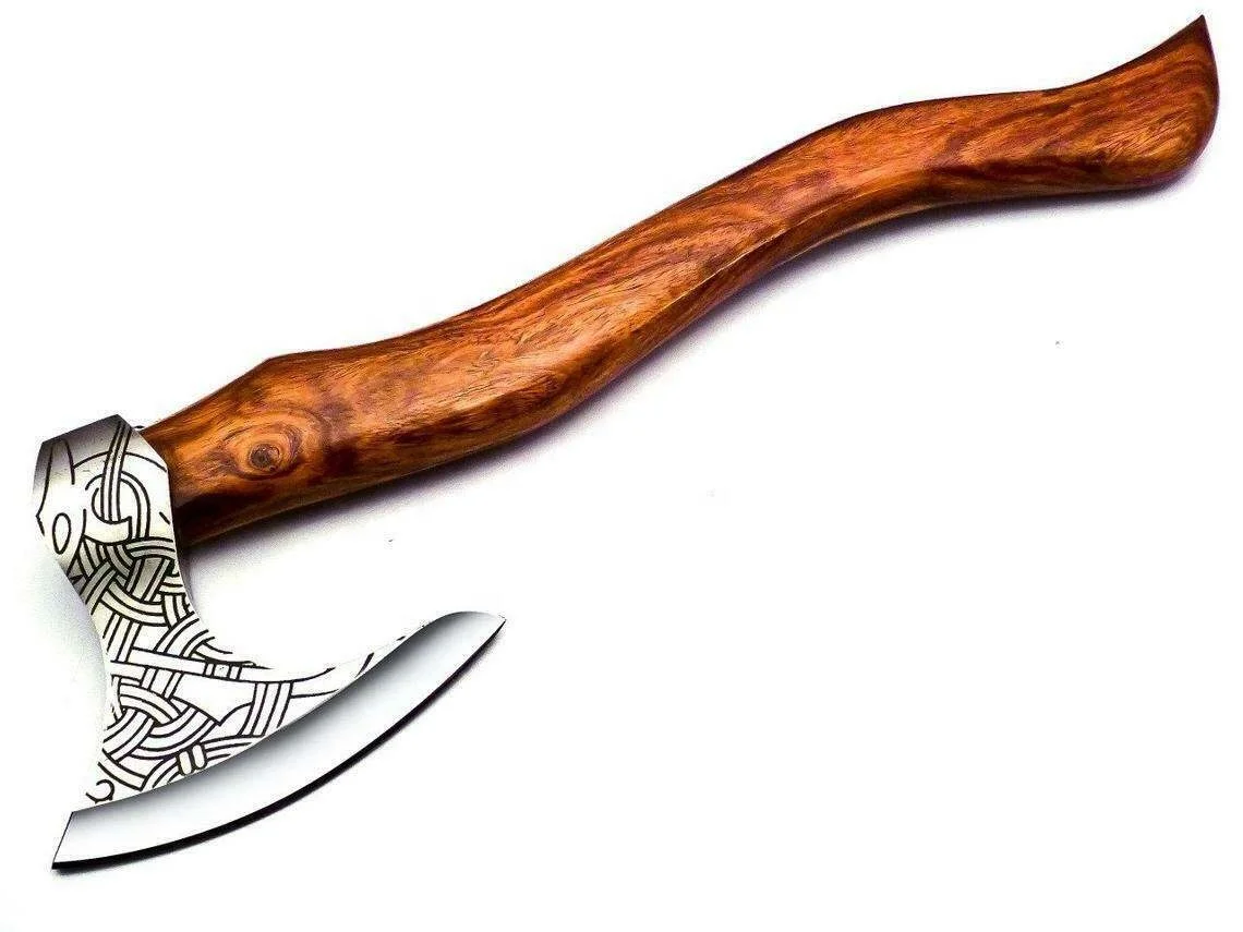 Custom Hand Forged Hatchet Carbon Steel Axe with Sheath | Rose Wood Handle