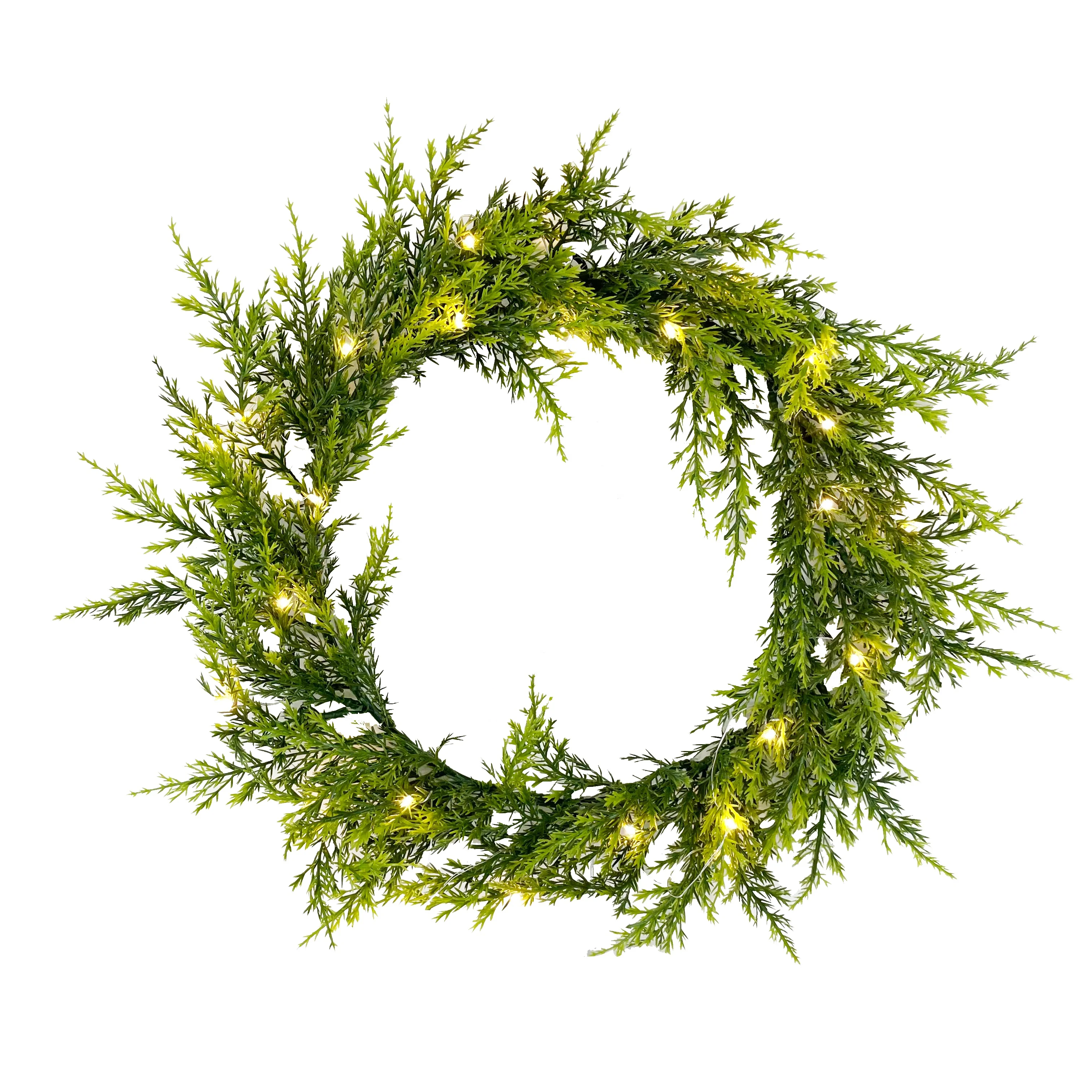 Special plastic Green wreaths with led winty pine Novelty front door for Department Stores mini office backyard