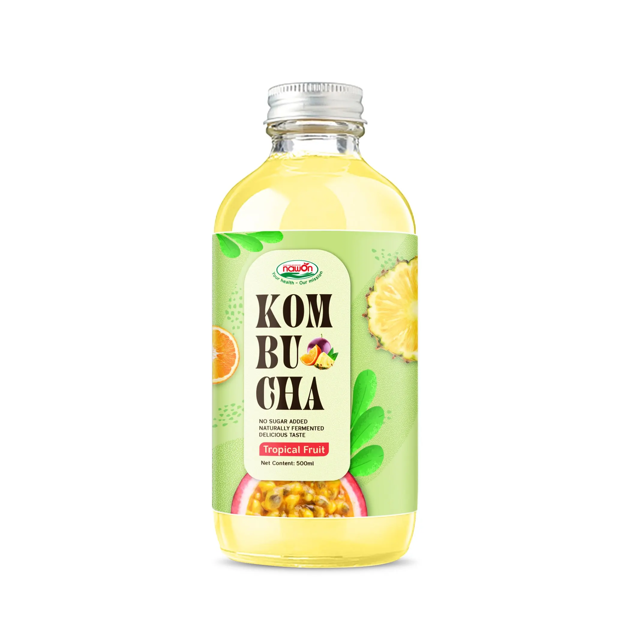 500ml NAWON Kombucha Tea with Grape Fruit Flavor OEM Kombucha Bottle Wholesale Price From Organic Fermented Tea BRCGS