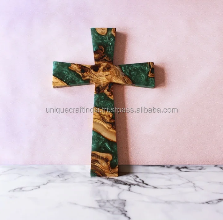 Wall Cross Catholic Wooden & Resin Hanging Crosses for Wall Decor 10 Inch