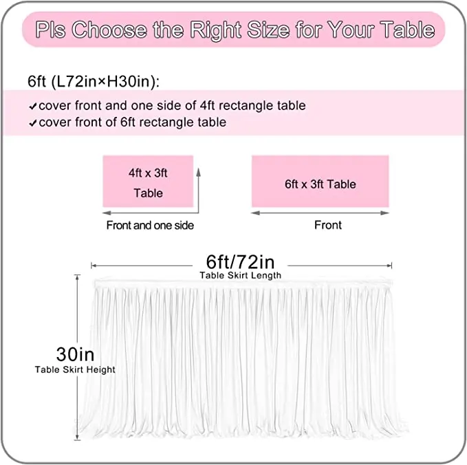 6FT Champagne Beige Tulle Table Skirt Tutu Table Skirts for Wedding Birthday Party Baby Shower Bridal Shower Home Decor