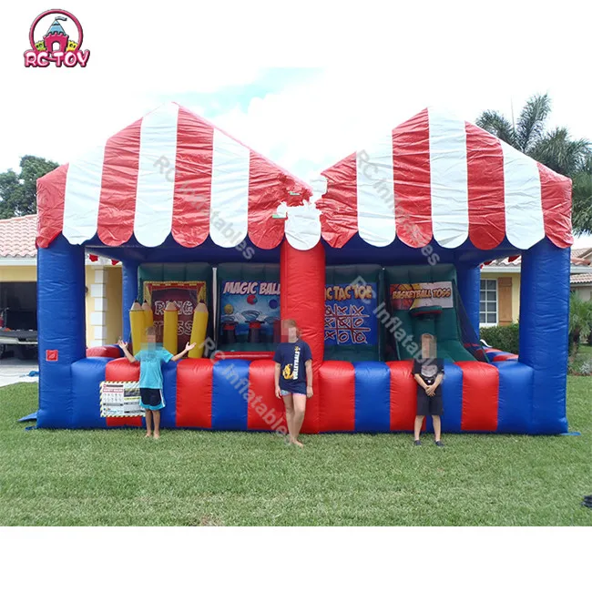 Outdoor Kids Party Tent Inflatable Games Custom Fun Fair Stall Inflatable Carnival Game Booth For Kids