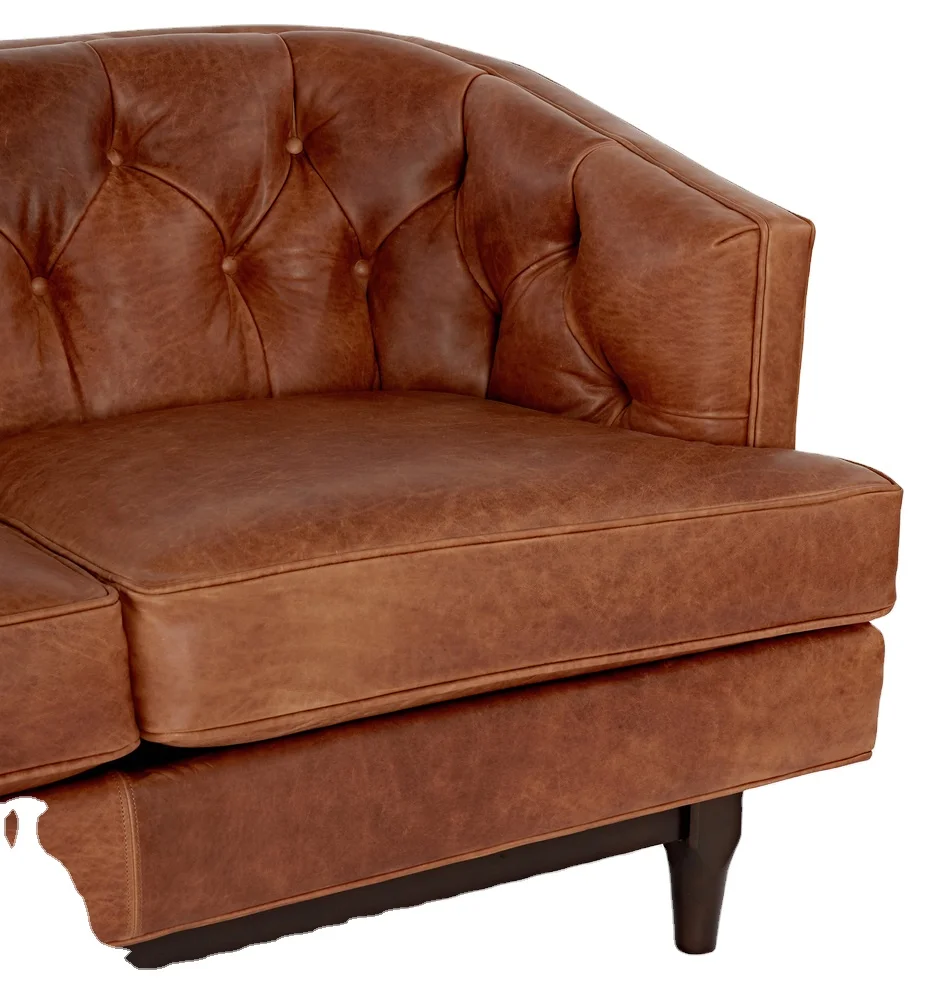 Simple Chesterfield design living room sofas Genuine Leather sofa cover With Solid Wood living room furniture for home decor Use