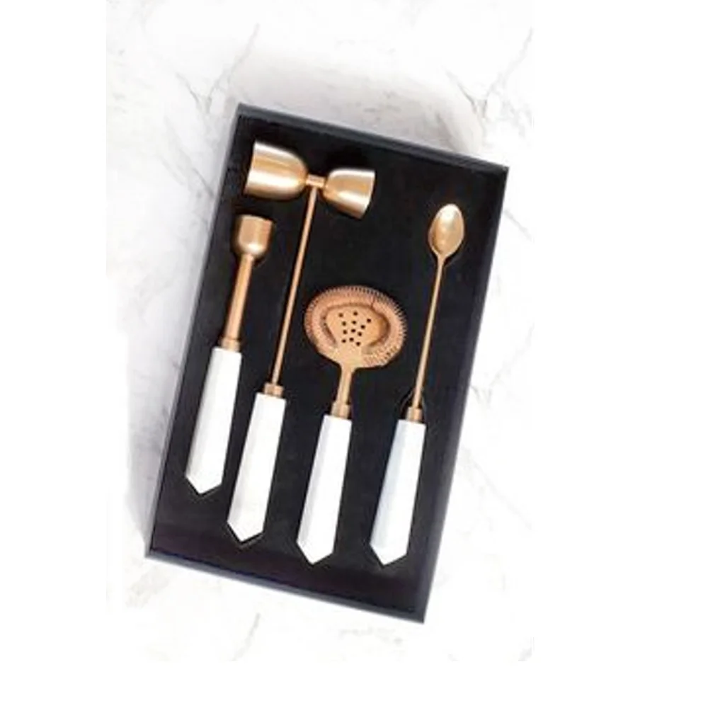 Western Style Bar Alcohol Accessories Set White Resin Handle and Wine Royal Long Wooden Handmade