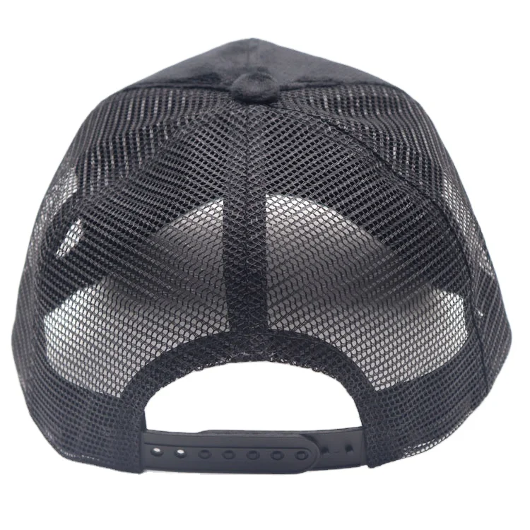 Black velvet and embroidery custom snapback full covered trucker_caps