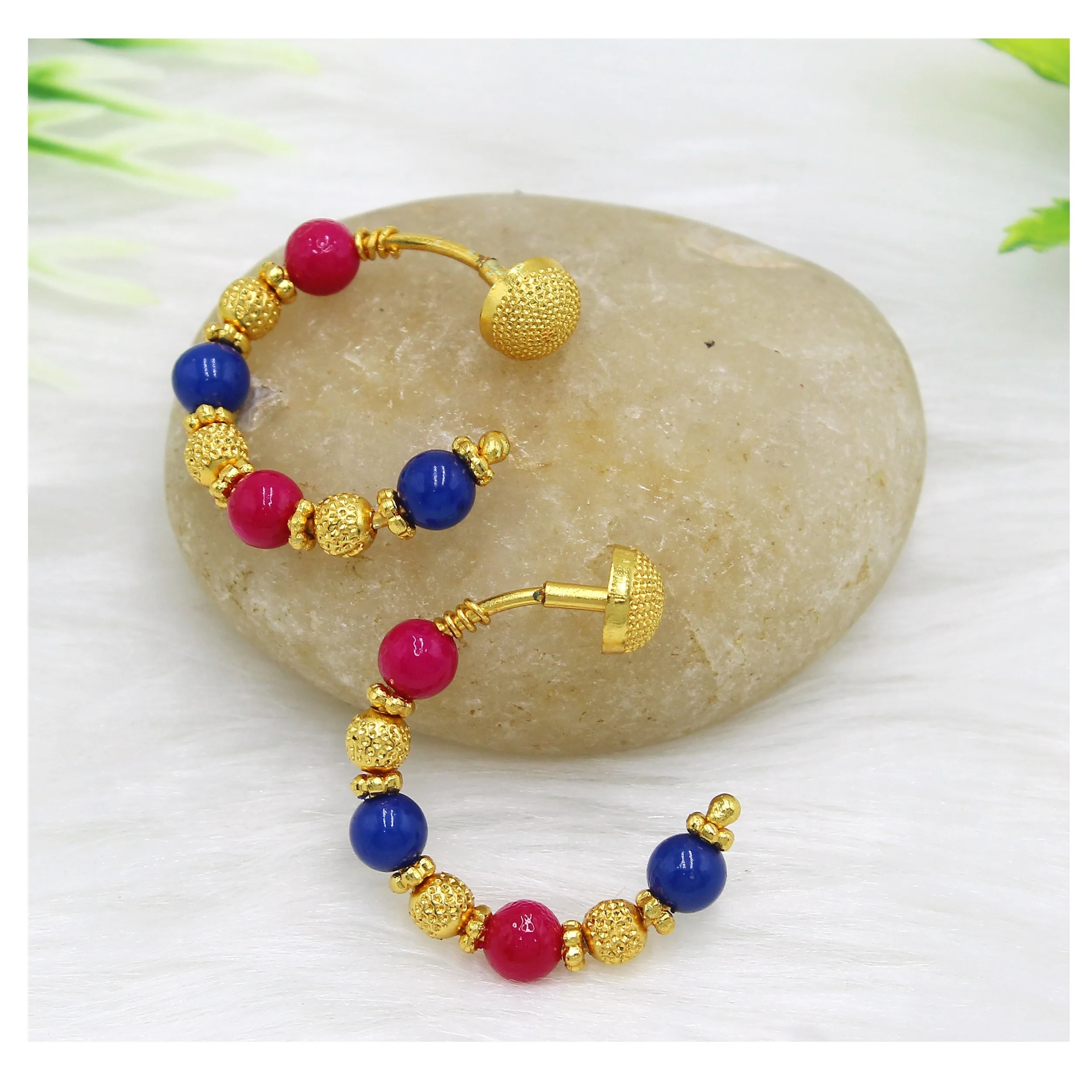 earrings tops designer colorful diamond work indian style premium quality studs bali hoop earrings for women Earchain earring