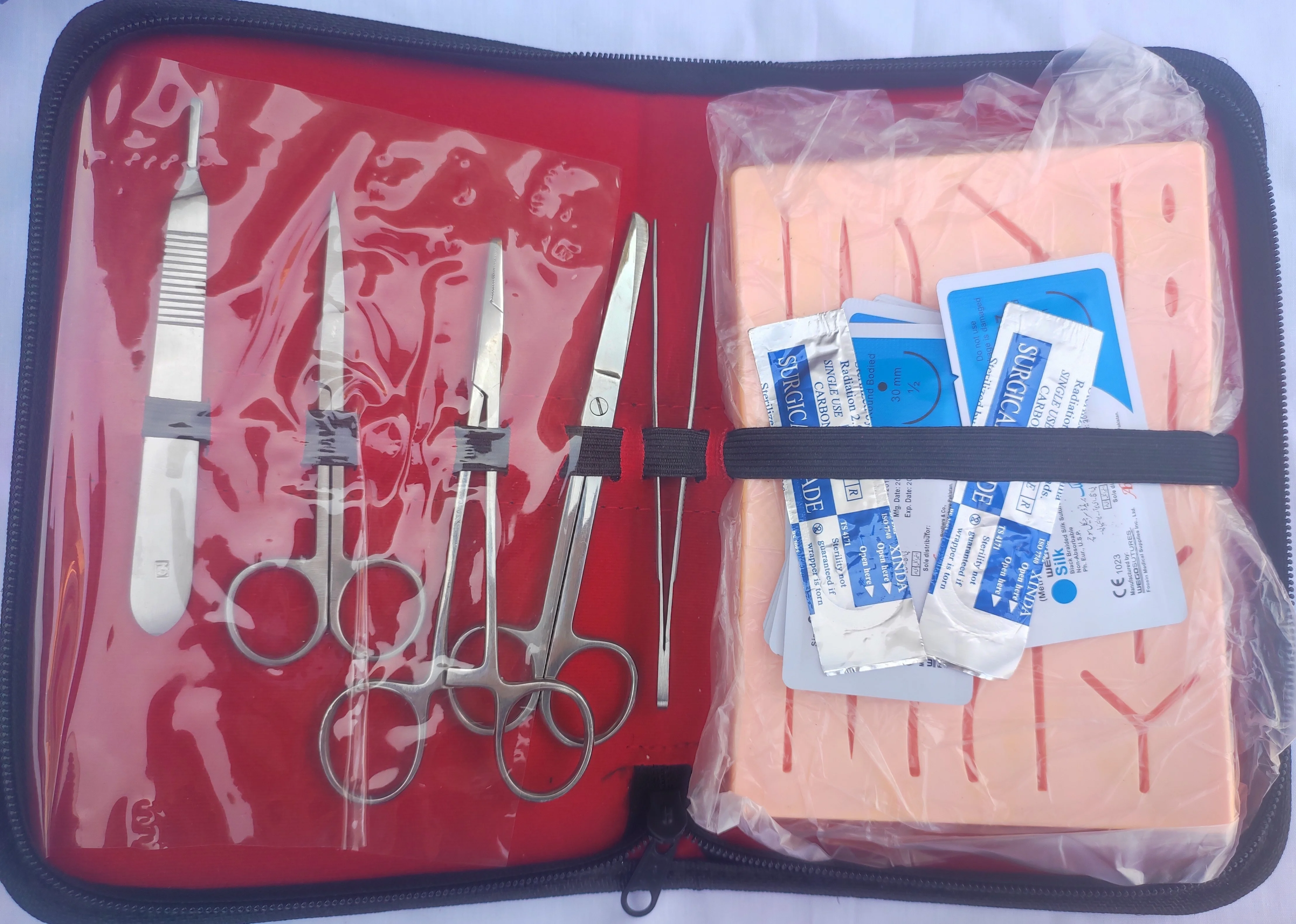 Suture Practice Kit for Medical Students Suture Training which contains all the essential stainless steel  tools.