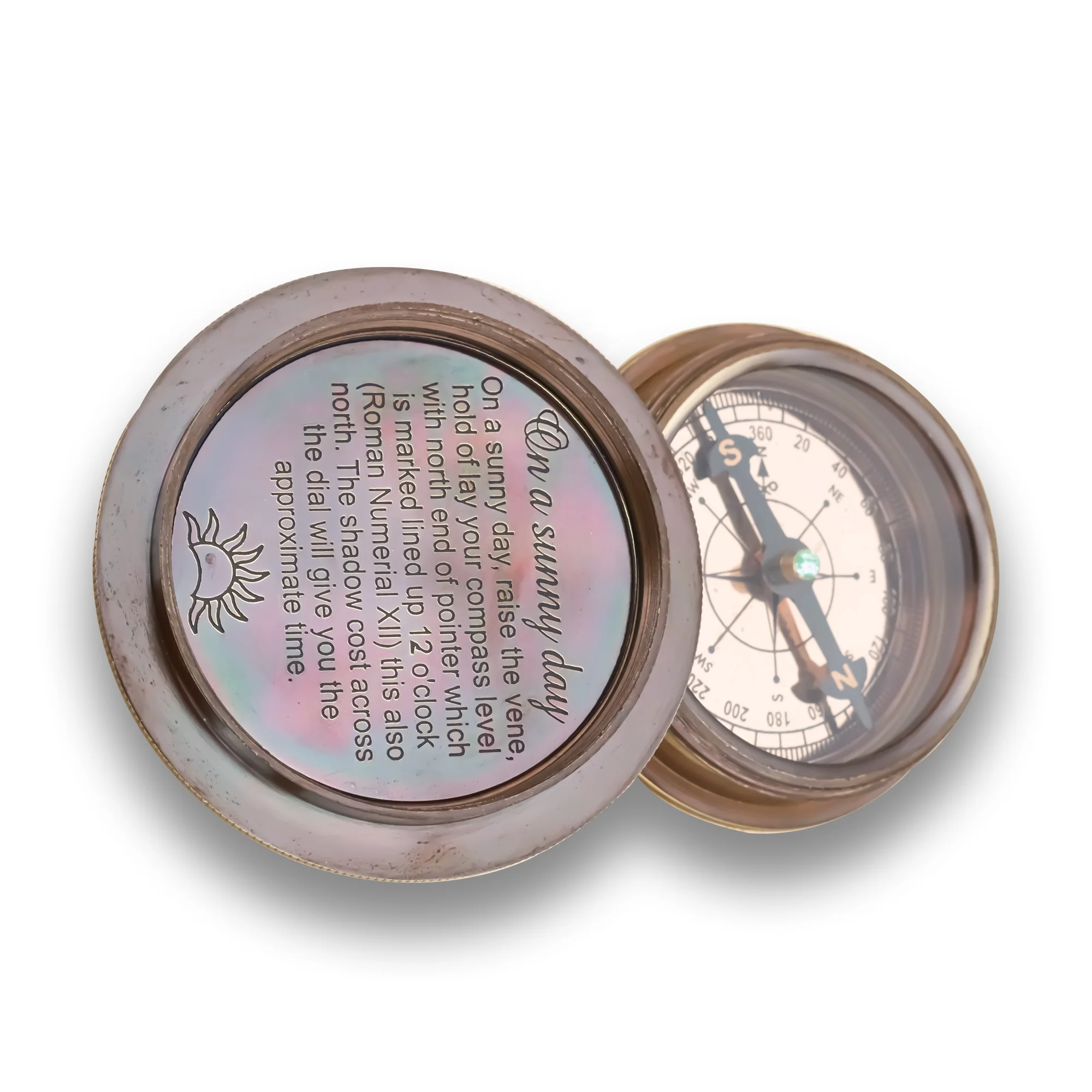Personalized Rose Marine Sundial Lid Brass Compass Anniversary Gifts For Men Fathers Day Gift For Dad Christmas Gifts