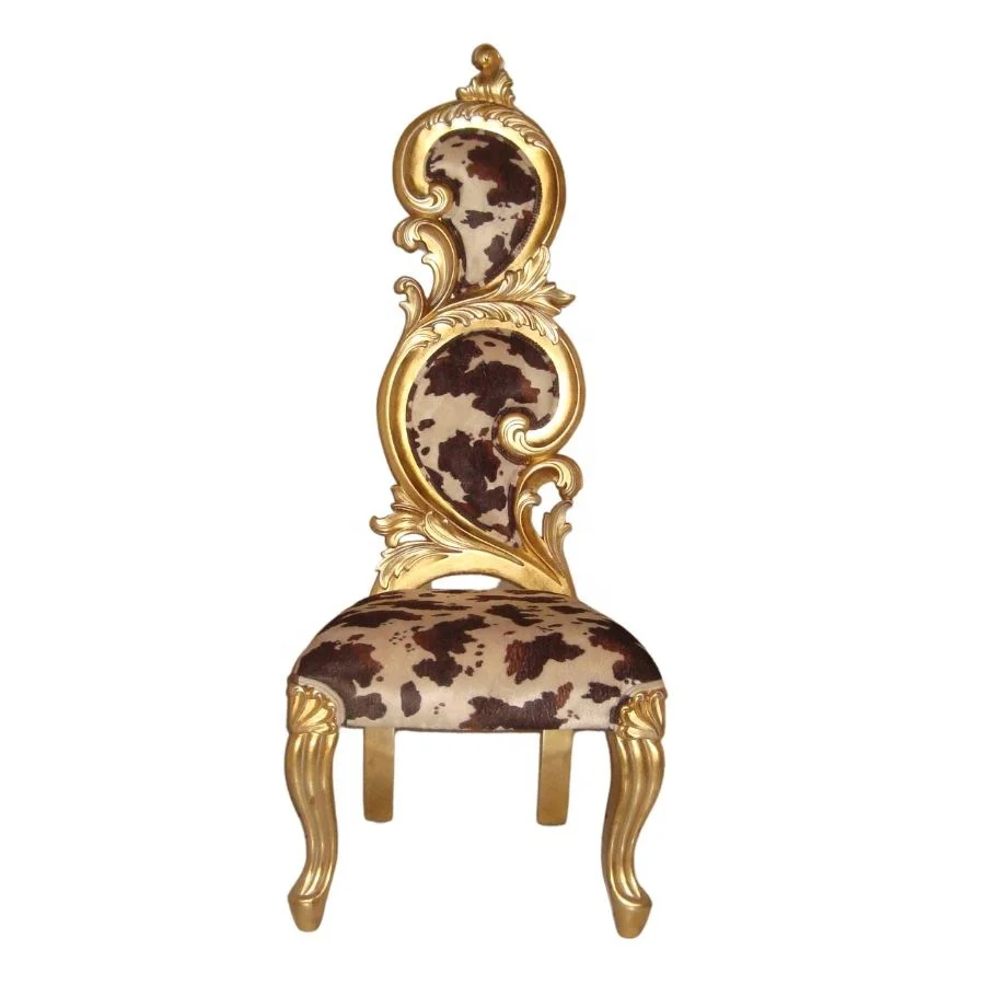 French Style Golden Side Chair Antique Dining Chair Solid Wood Chair for Design Interior of European Style Home Furniture