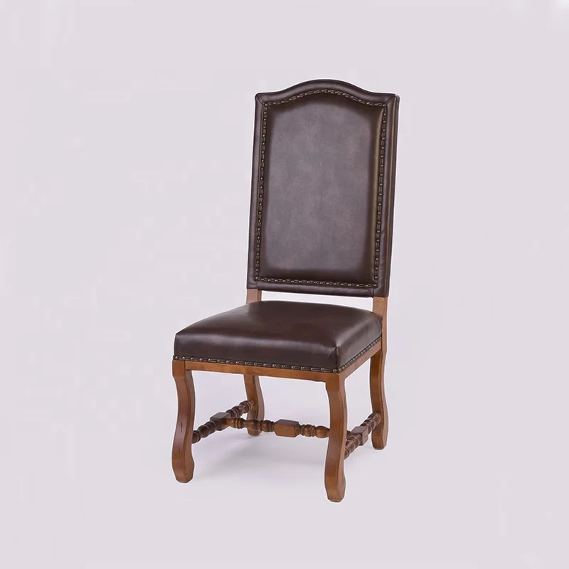 2015 new products antique style nail design high back dining room chair / hand carved wooden furnitures(CH-326-OAK)