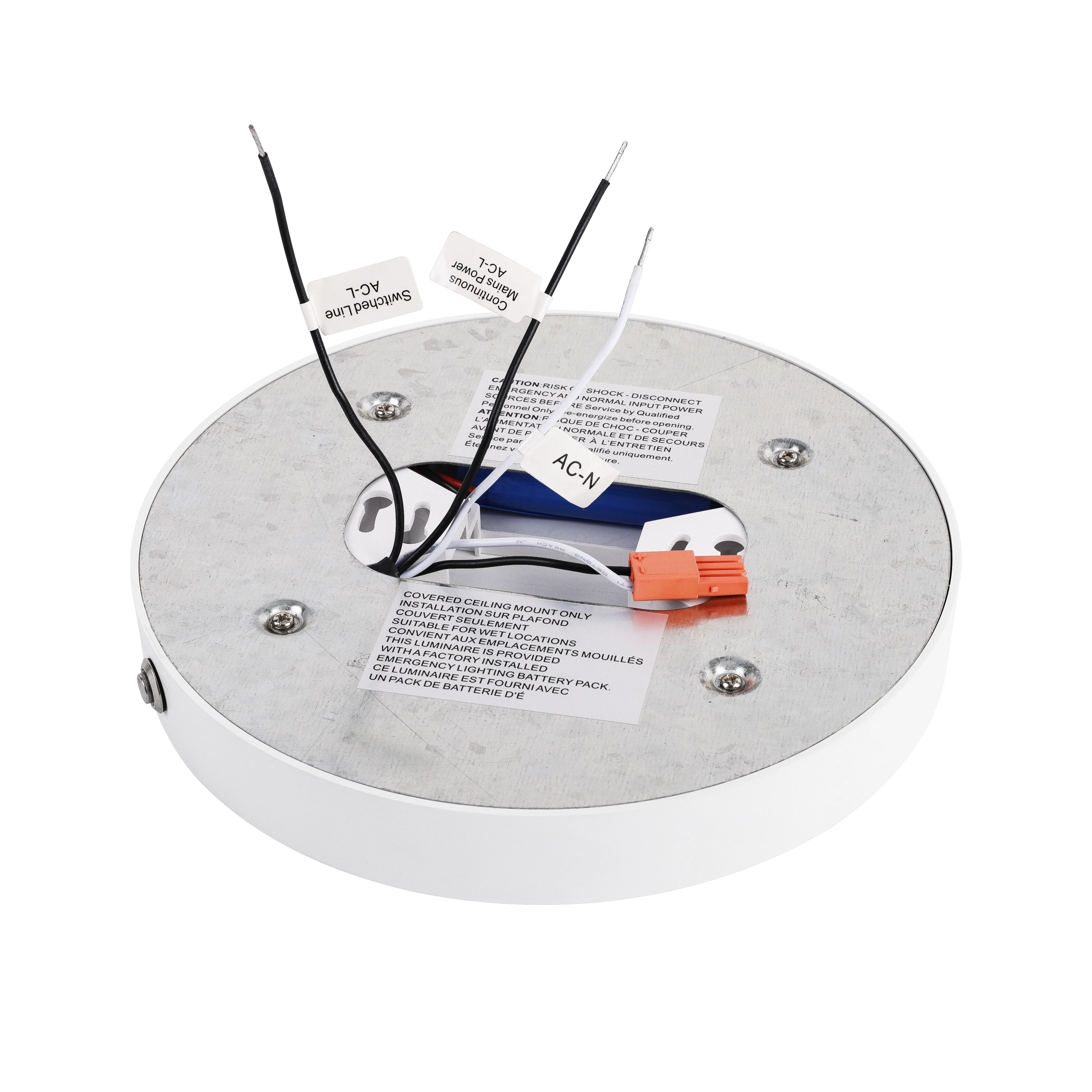ETL 7' 8' 15W Emergency Battery Backup LED Disk Light 90 Minutes Working Time CCT Adjustable Surface Mount Downlight