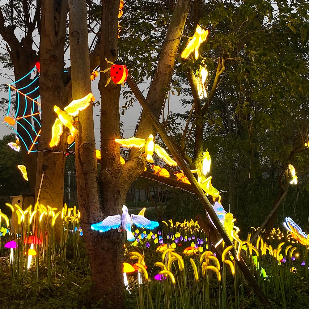 White and Blue LED Bird 3D Pigeon-Shaped Lamp Christmas Outdoor Decoration Halloween Landscape Park Decor Lighting