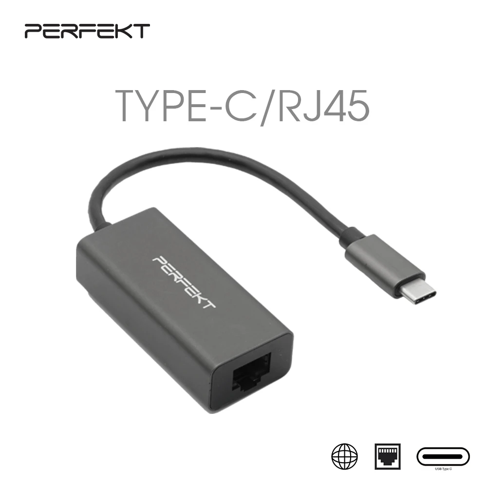 USB Type C to Gigabit Ethernet RJ45 10/100/1000Mbps Converter