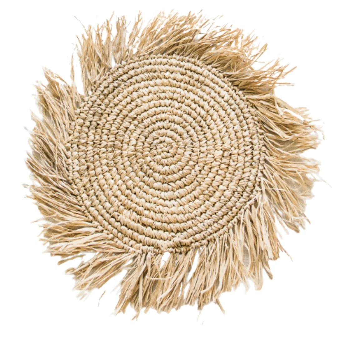 Handmade Door Mats from Viet Nam India Natural Round Woven Rafifia Placemats with Best Price and High Quality for Wholesale