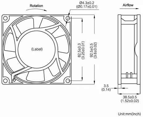 92x38mm Humidity Sensor Motion Auto Cutoff Resturaunts Lifetime Cooling Exhaust Fan