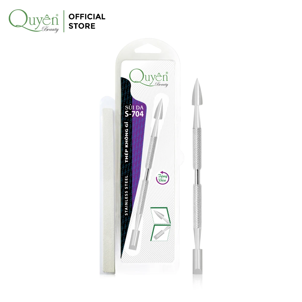 Cuticle Pusher Nails Quyen Beauty S-704 Professional Stainless Steel Blister Nail Easy-to-Use with OEM Service Available Vietnam