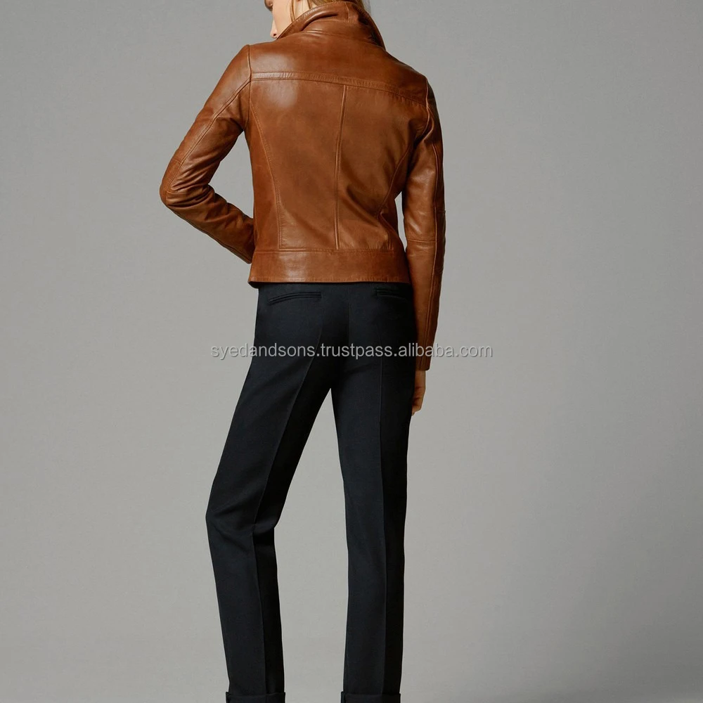 Syed & Sons Industries New Women Fashion Leather Jacket Motorcycle Bomber Biker Stylish Outerwear Zipper up Closure Jacket