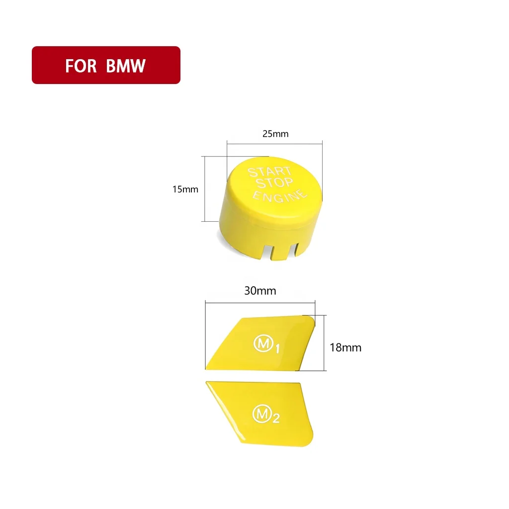 For BMW 123456 Series X5X6 Car ABS Yellow M1M2 Start Stop Engine Button