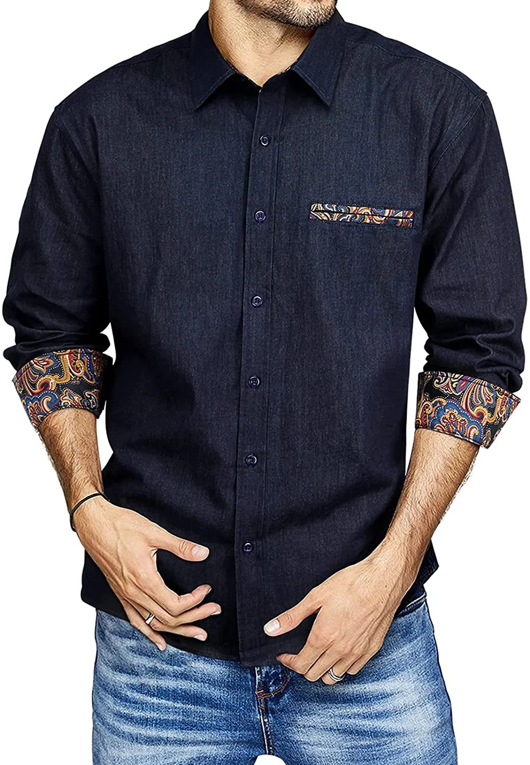 OEM новый мужские Hipster Африканский Племенной рисунок в стиле «пэчворк» приталенная одежда с длинным рукавом на пуговицах рубашки воротником «Мандарин»