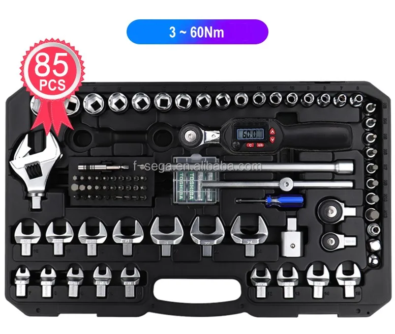 85 PCS, 9 x 12 MM Driver Interchangeable Digital Precision Torque Wrench Tool