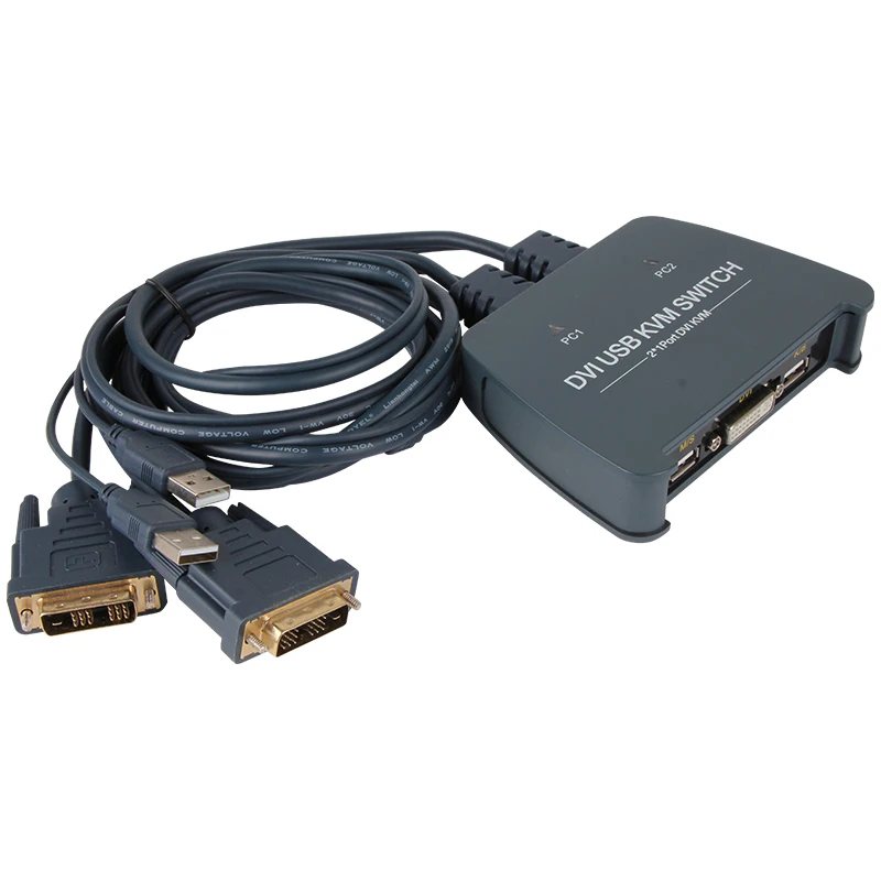 DVI Video Switcher 1080P Computer DVI KVM Switch Cable 2 In 1 Out Dual Monitor Video Switcher