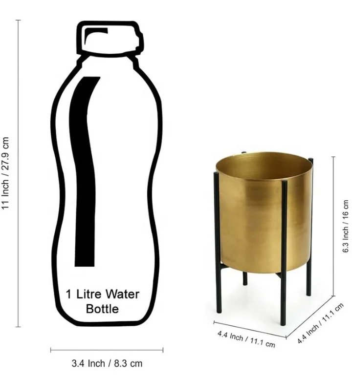 Горшок из оцинкованного железа золотого цвета с подставкой креативный прочный металлический барабан декоративные цветочные горшки и