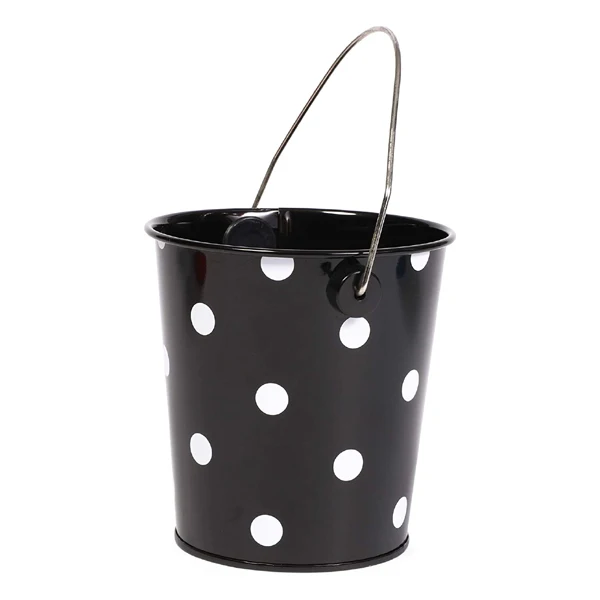Metal Green Power Coated Finished White Spots Round Pail Bucket Outdoor Use Bucket With Wire Handle Factory Supply Customizable