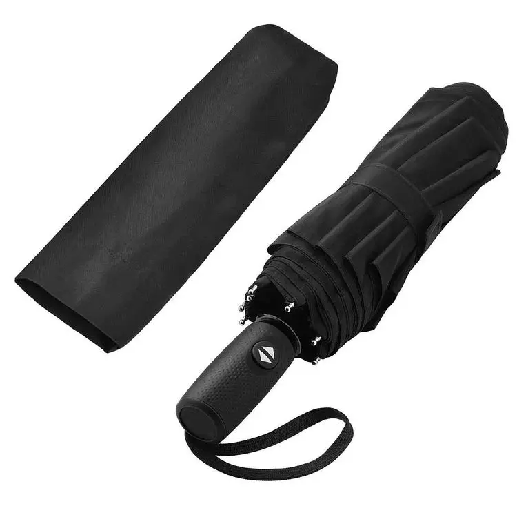 Automatic 3 Folding Black Windproof Compact Lightweight wholesale travel top quality black windproof auto open close Umbrella