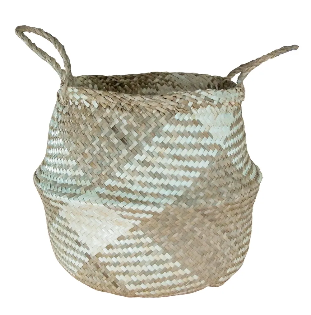 Eco friendly straw basket made in Vientam woven by hand high quality and cheap price seagrass storage basket kitchen rope basket
