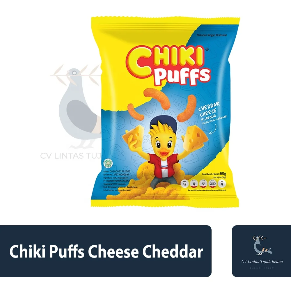 Chiki Puffs 60 г сыр Cheddar вкус чизель кукурузные затяжки в форме кукурузы закуска любимые
