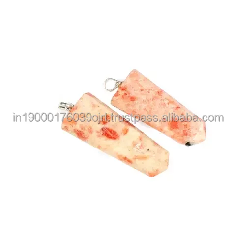 Best Selling Religious Carved Crystal Pendant Necklace Natural Agate Stones Opal Opalite Moon Arrowheads Wire Wrapping Technique