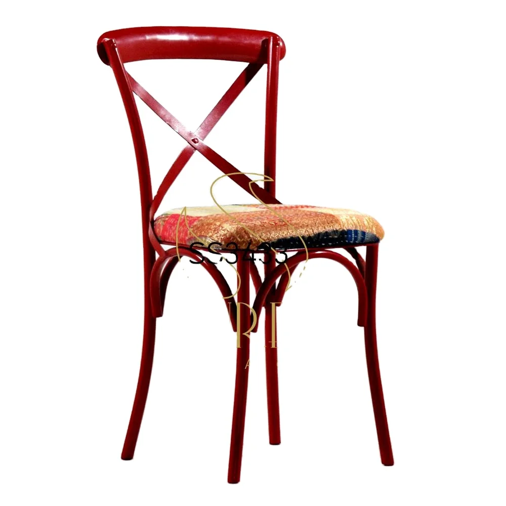 Handcrafted Indian Metal Restaurant Gudari Fabric Seating Chair Hotel Room Chair