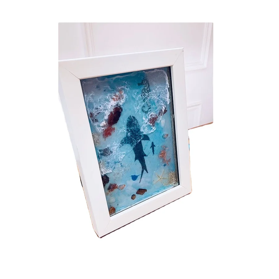 New Design Epoxy Shark Ocean Photo Frame Home Decoration Resin MDF