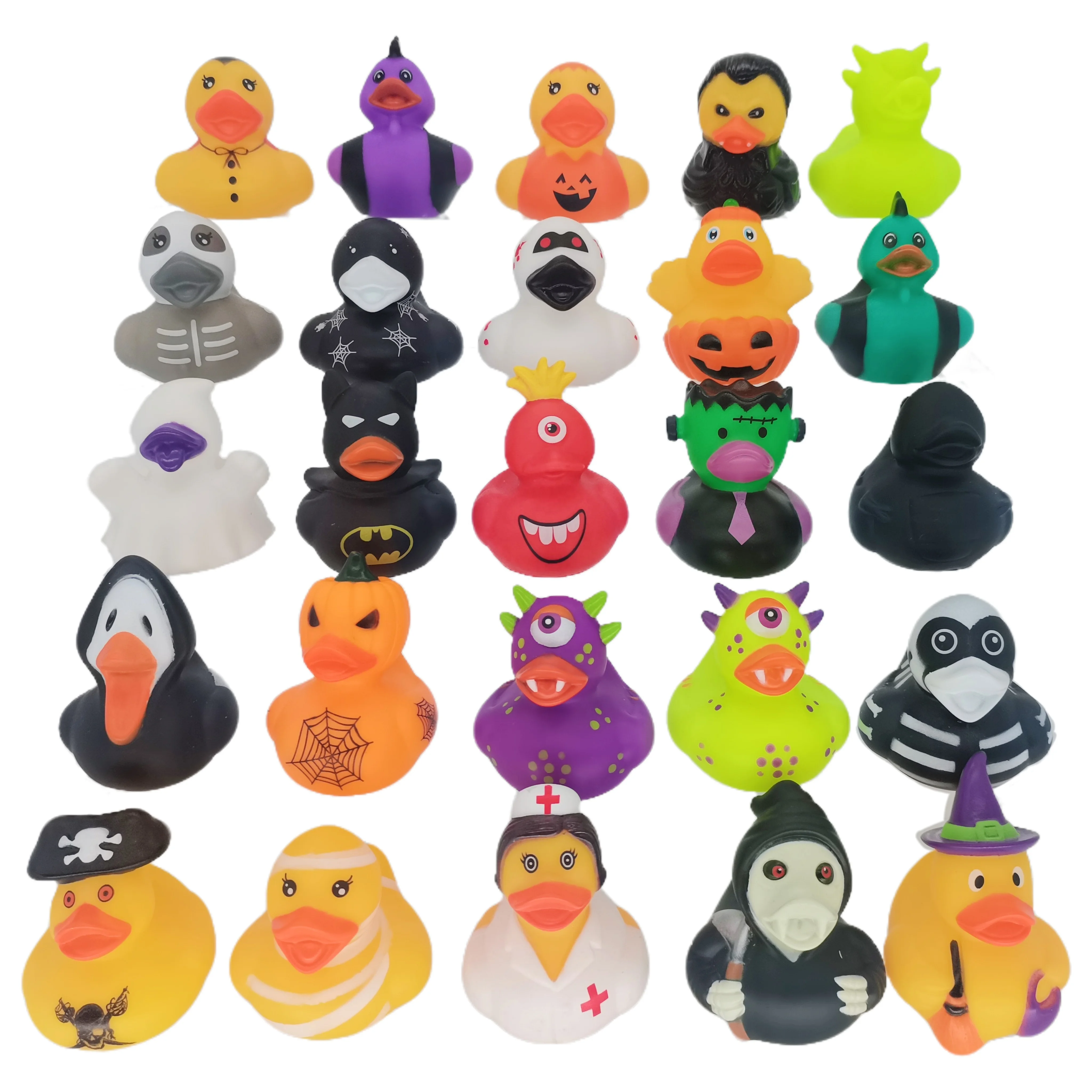 Hot sale 24pcs Bath Toys Assorted 2 Inch Rubber Ducks Promotional Gifts Halloween Rubber Ducks Halloween Decorations