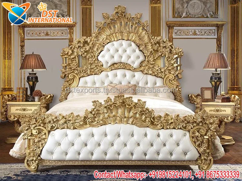 Modern White Polish Solid Wood Bed With Nightstands Buy Modern Hand Carved Bed With Side Stools Elegance Teak Wood Bed