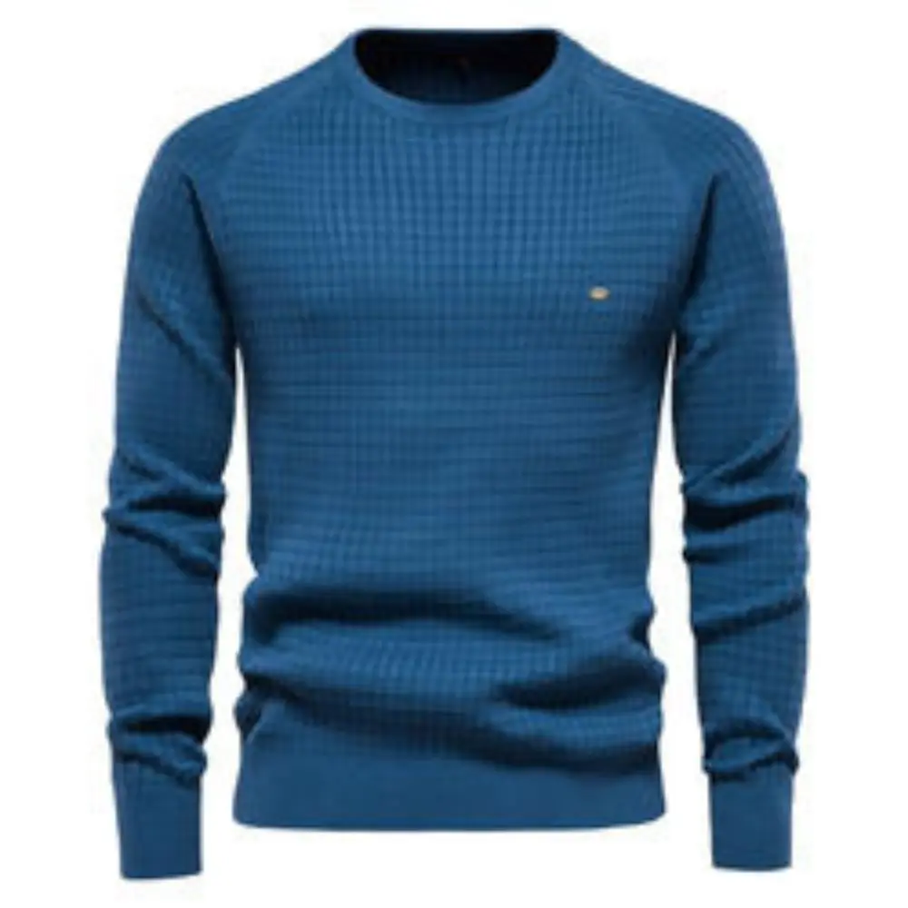 2023 Wholesale New Cotton Sweater Men Solid Color Plaid Pullover Knit For Men Clothing