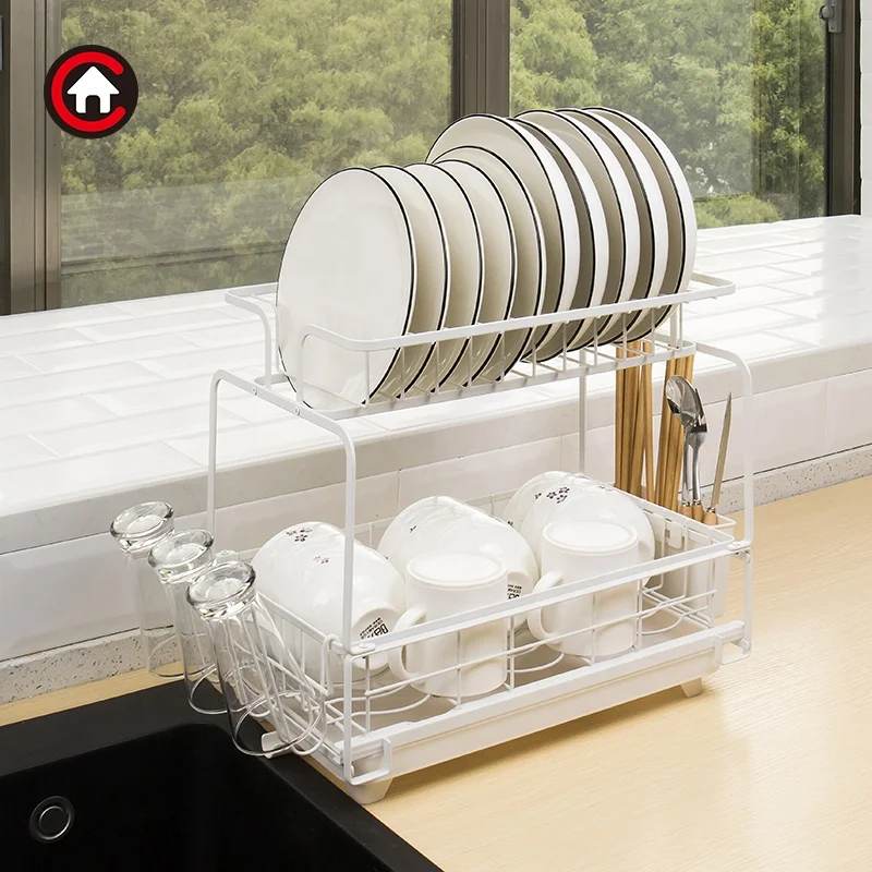 Двухъярусный выдвижной ящик, кухонный столешница, органайзер для хранения посуды, сушилка для посуды, подставка для посуды