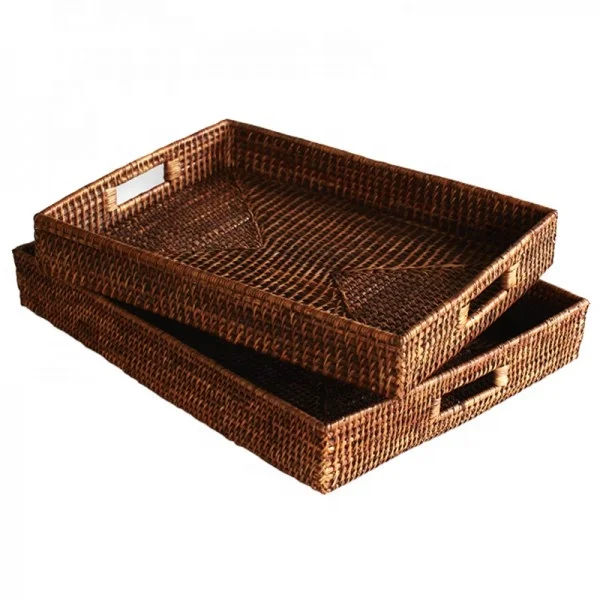 Price Factory Natural Material Bamboo Serving Tray Rattan Storage Tray Made In Vietnam