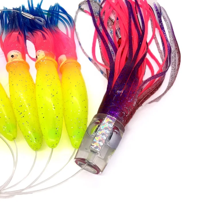 OEM squids sea bird teaser sets trolling fishing lure fishing tackle tuna marline Daisy Chain Rig hook bulb squid skirt factory